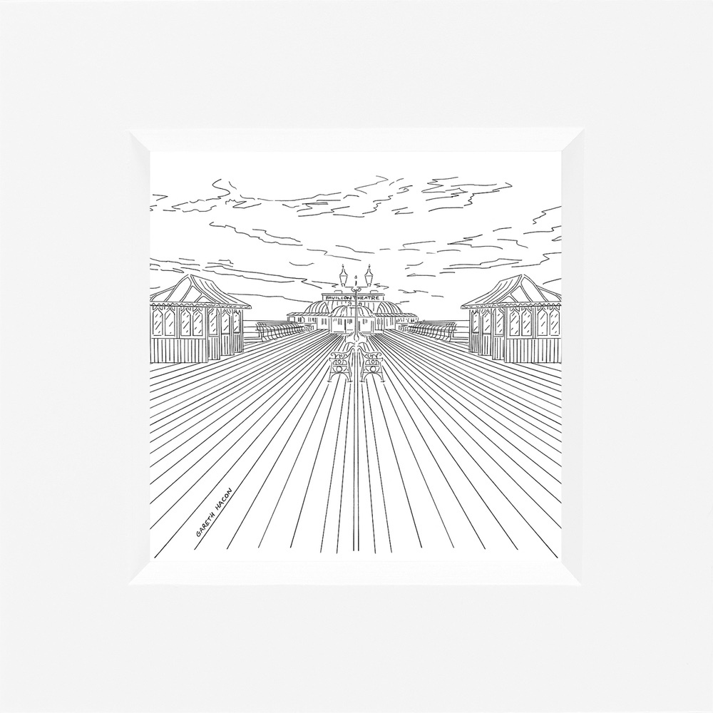 Comer Pier - Norfolk - Line Art Square