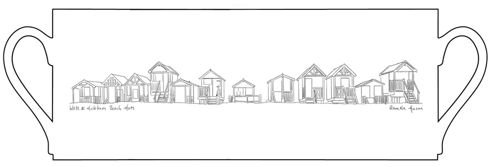 'Beach Huts' Wells and Holkham - Fine Bone China Mugs