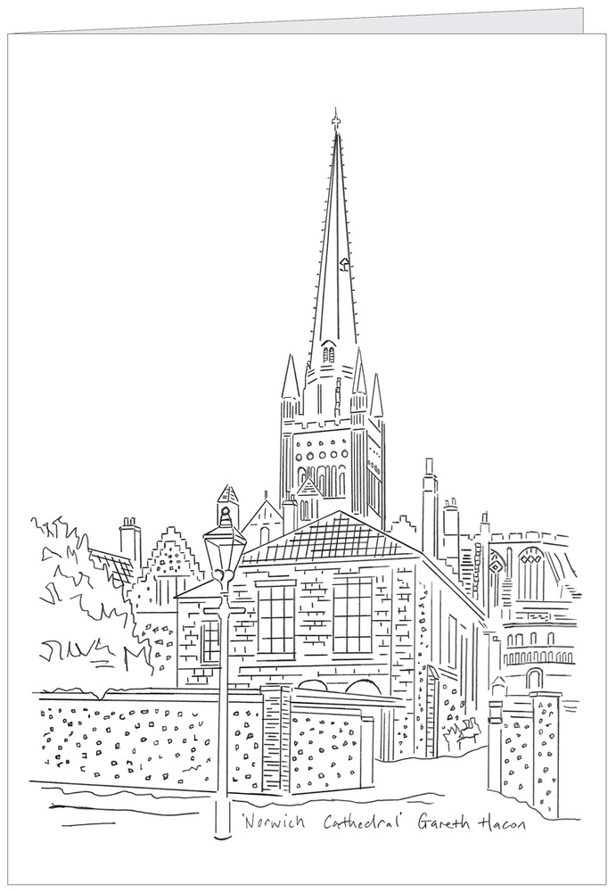 A5 Greeting Card of Norwich Cathedral - Greetings Cards