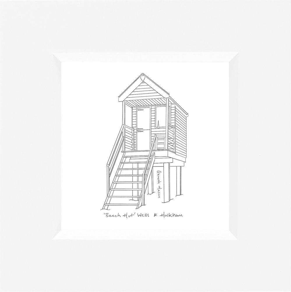 Beach Hut - Wells and Holkham - Line Art Square