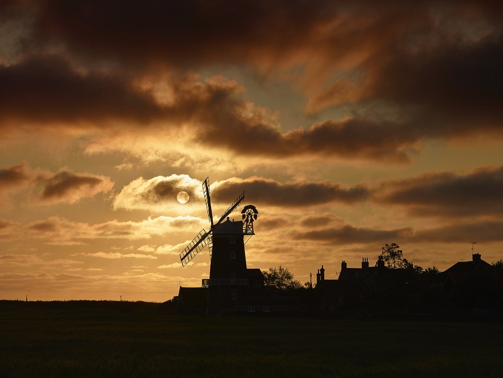 Limited edition photograph along the North Norfolk coastline titled “Silhouette - Cley Mill”