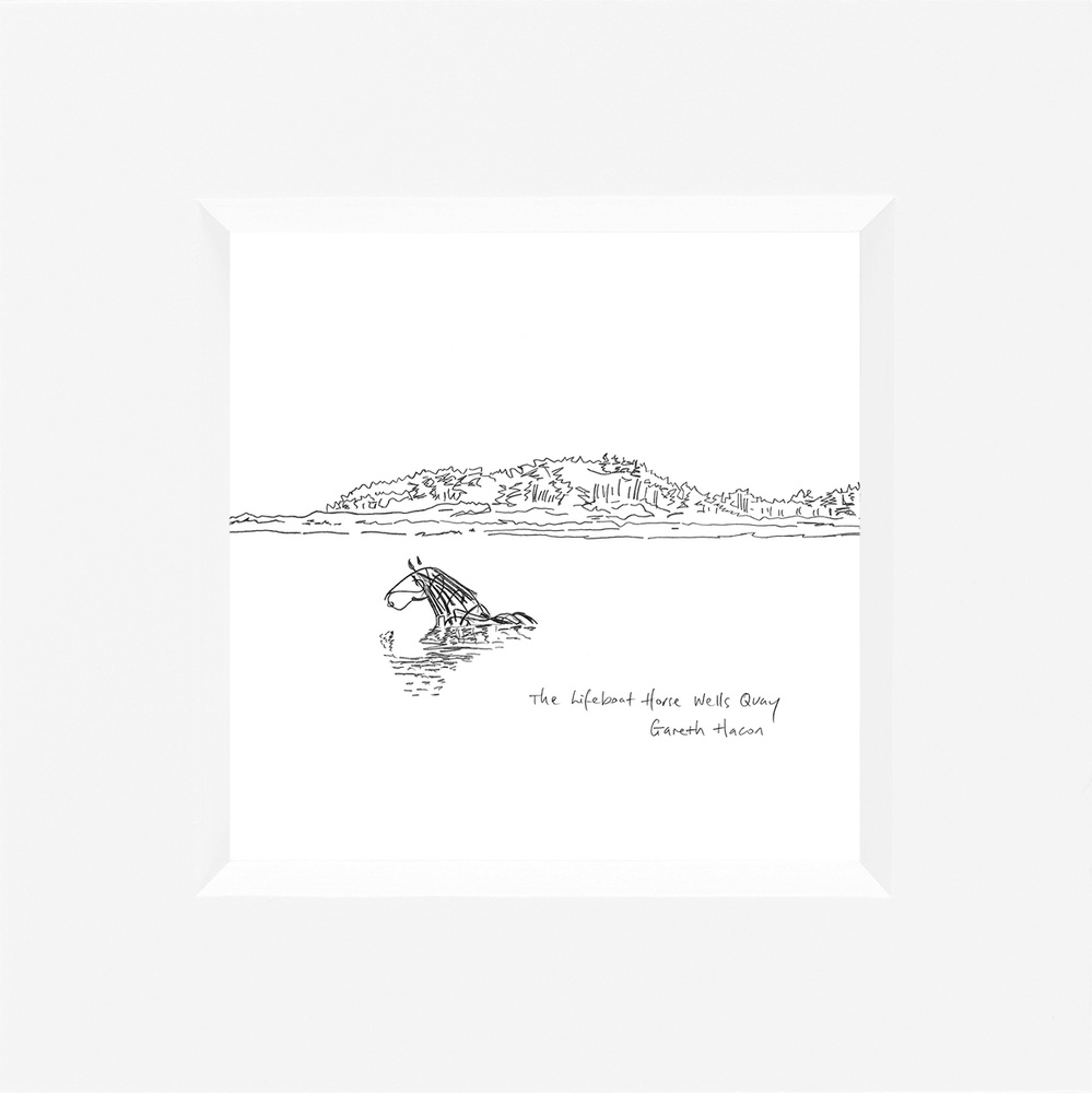 Lifeboat Horse - Wells Quay - Line Art Square