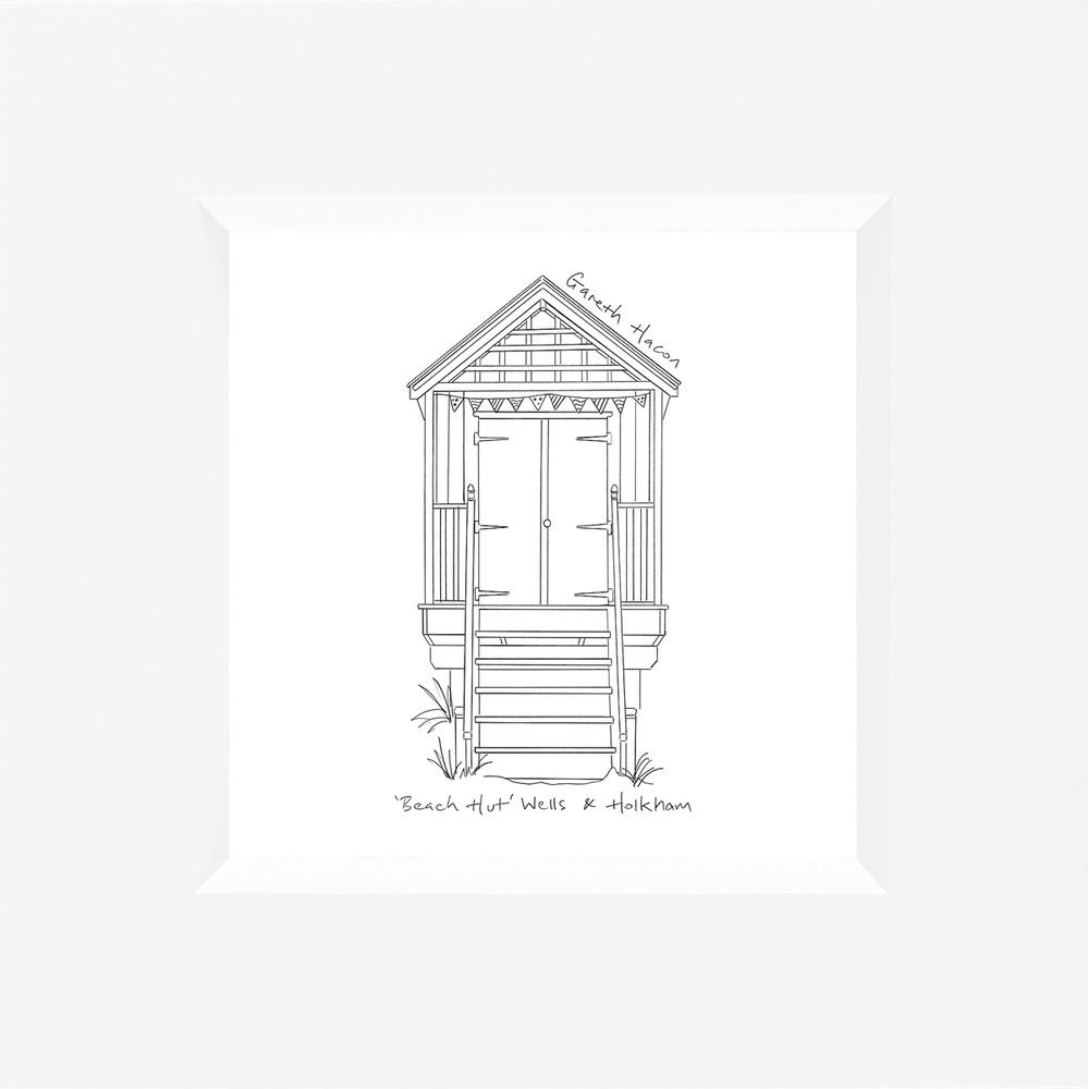 Beach Hut - Wells and Holkham - Line Art Square