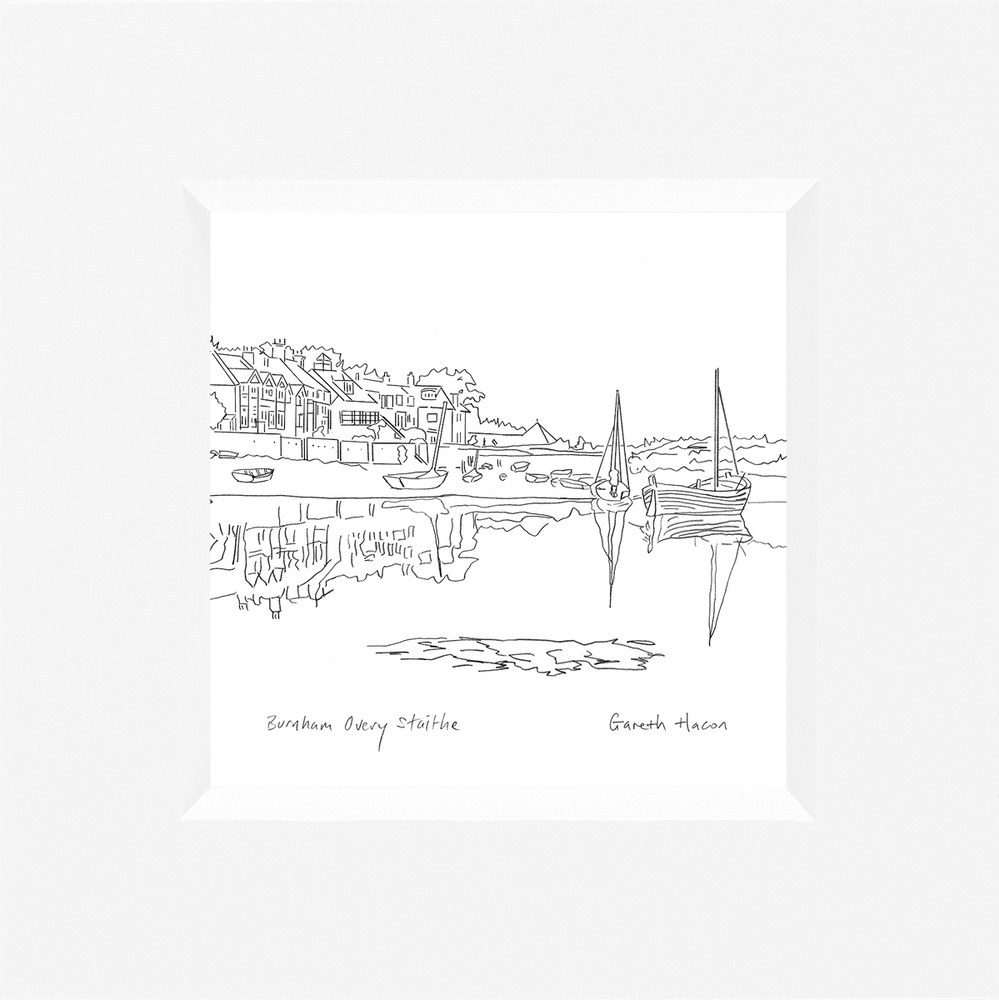 Reflections - Burnham Overy Staithe - Line Art Square