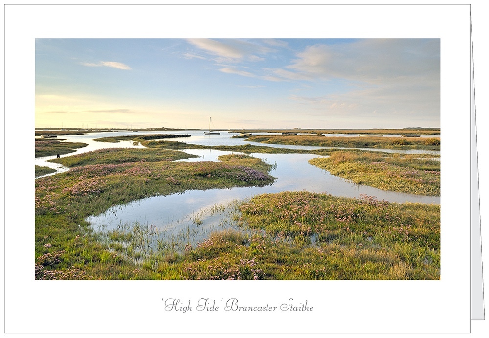 A5 Greeting Card of flooded marshes at Brancaster Staithe - Greetings Cards