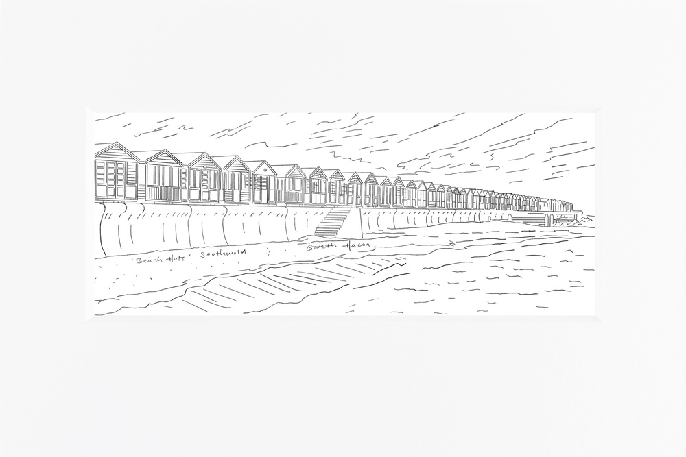 Southwold Beach Huts - Line Art Pano