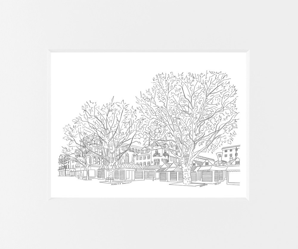 Norwich Market - Line Art