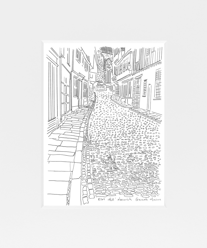 Elm Hill - Norwich - Line Art