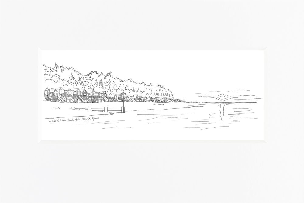 Wells and Holkham Beach Huts - Line Art Pano