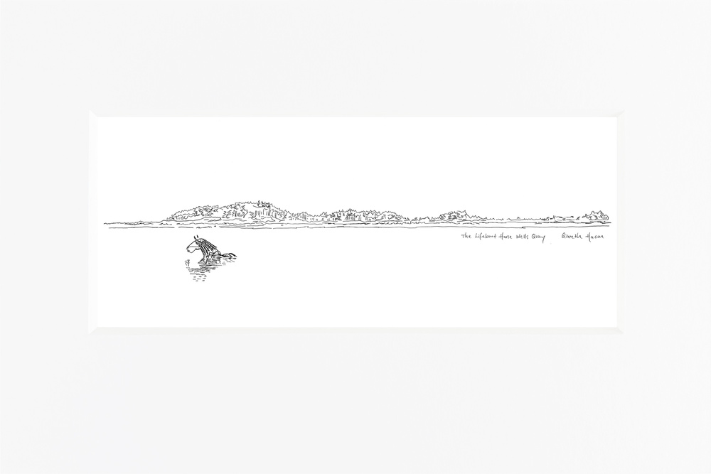 Lifeboat Horse - Wells Quay - Line Art Pano