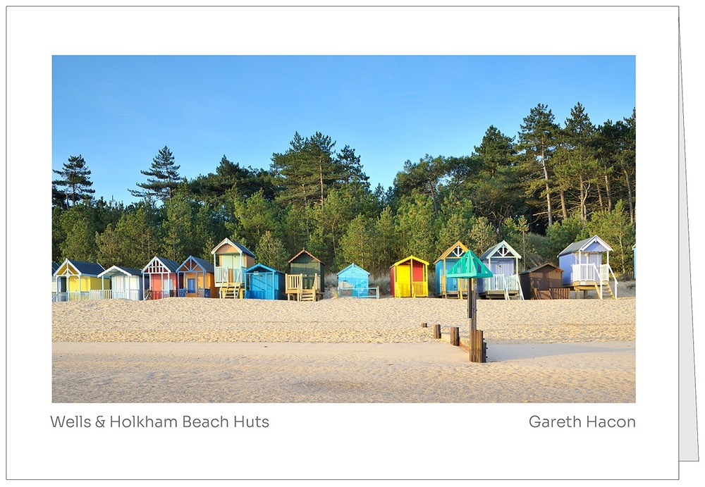 A5 Greeting Card of Beach Huts at Wells and Holkham - Greetings Cards