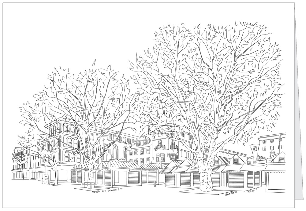 A5 Greeting Card of Norwich Market - Greetings Cards