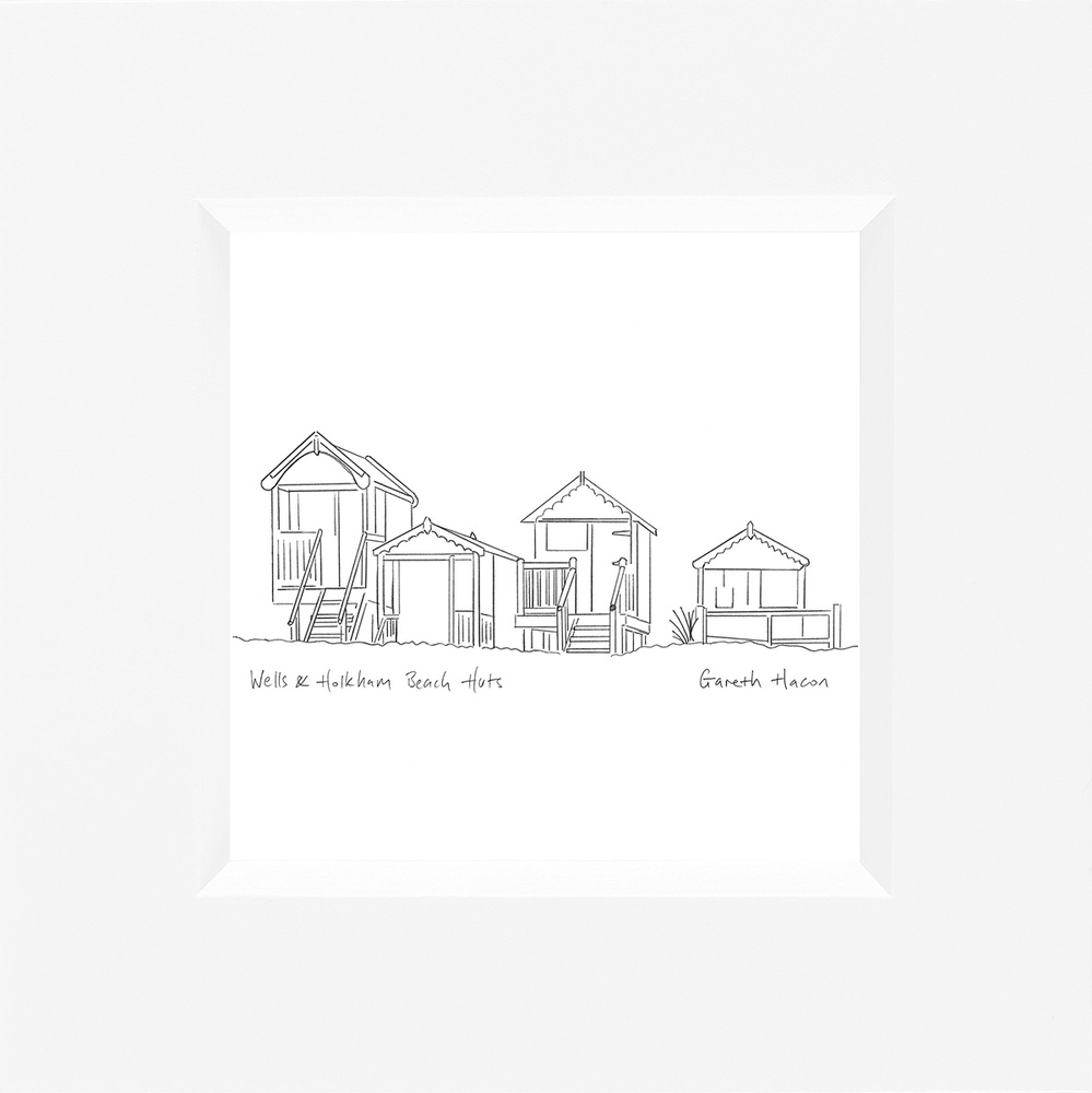 Beach Huts - Wells and Holkham - Line Art Square