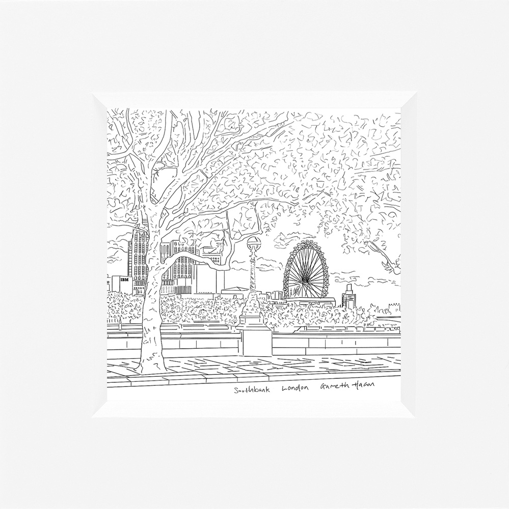 A view over Southbank - London - Line Art Square