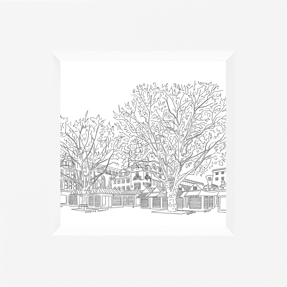 Norwich Market - Line Art Square