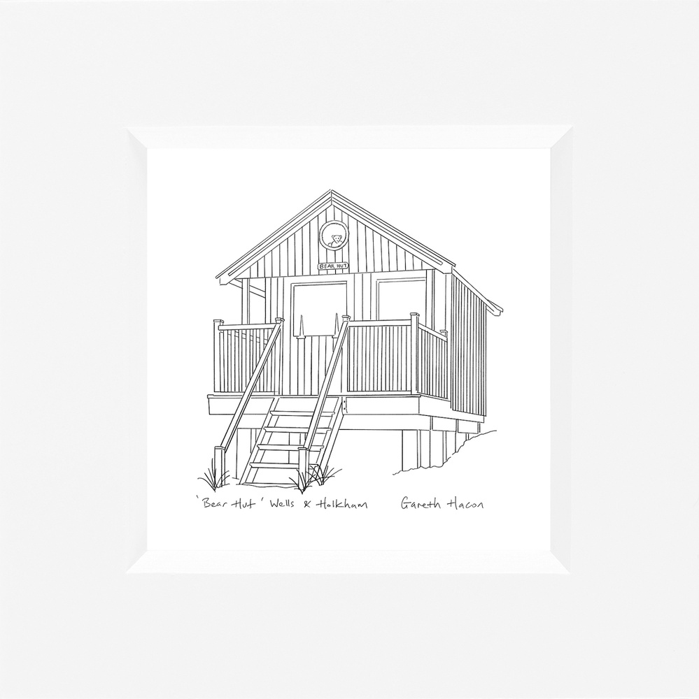 Beach Hut - Wells and Holkham - Line Art Square