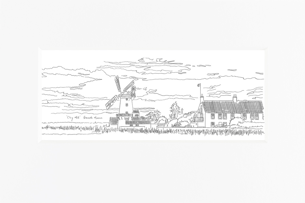 Cley Mill - Line Art Pano