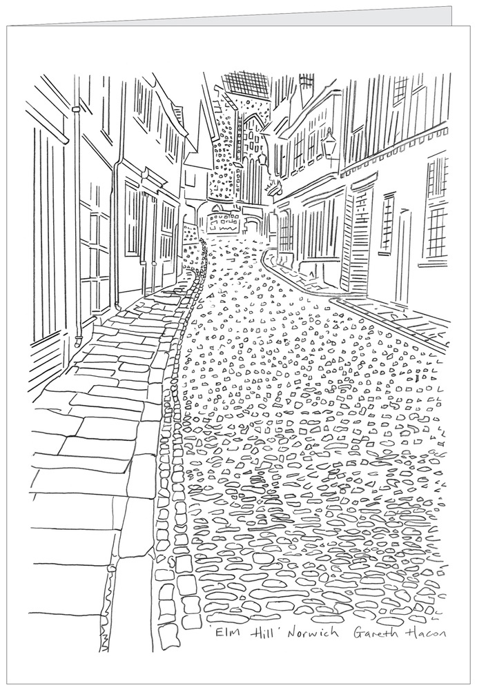 A5 Greeting Card of Elm Hill Norwich - Greetings Cards