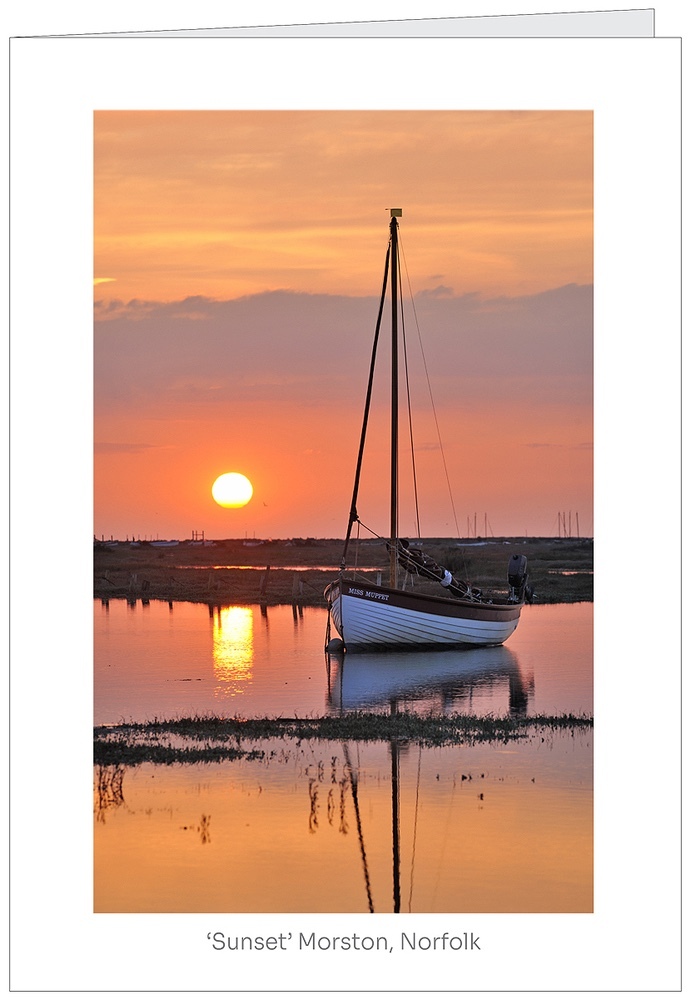 A5 Greeting Card of Morston at sunset - Greetings Cards