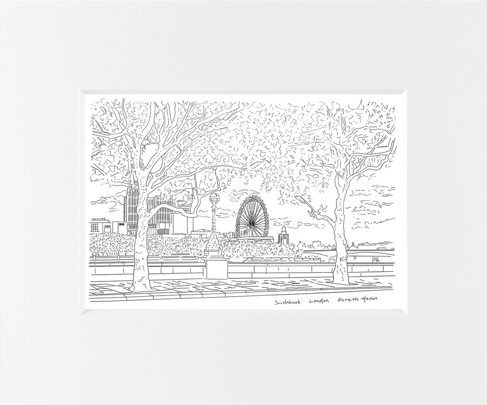 A view over Southbank - London - Line Art