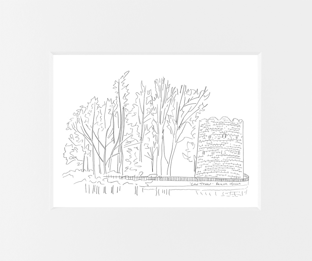 Cow Tower - Norwich - Line Art