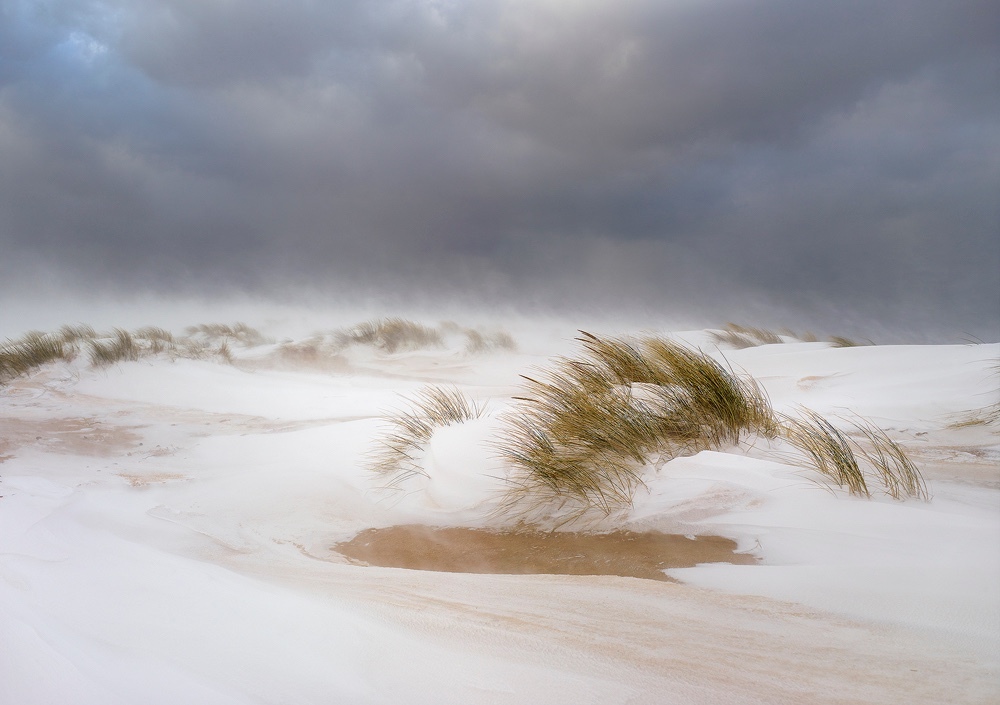 Limited edition photograph of the North Norfolk coastline at Holkham Beach during a blizzard