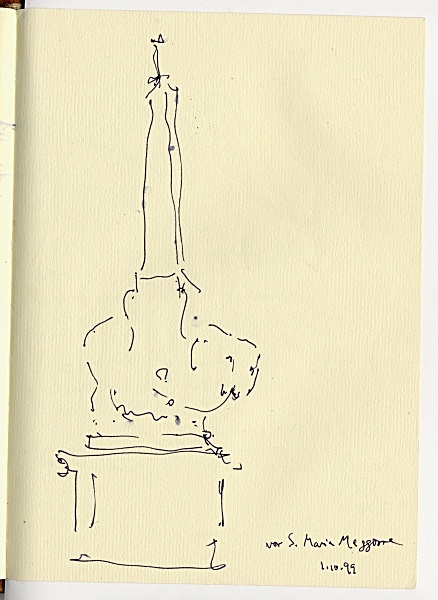 Sketch from Rome - Bernini Elephant - Michael Patrick's Travel Sketches