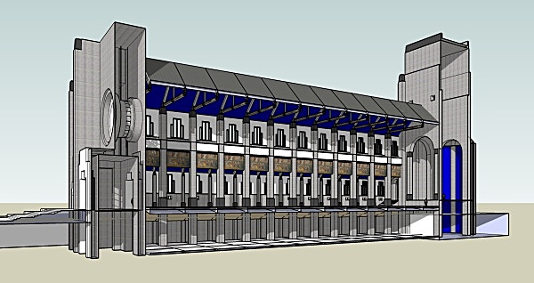3-D View of Interior Looking East - Theoretical Modern Basilica