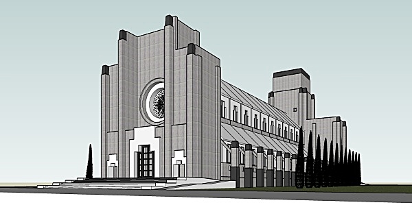 3-D Massing model - View from West - Theoretical Modern Basilica