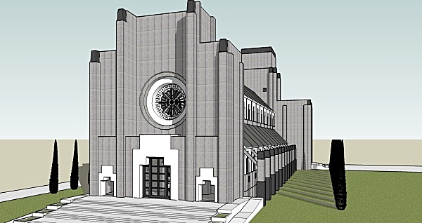 3-D View from West - Theoretical Modern Basilica