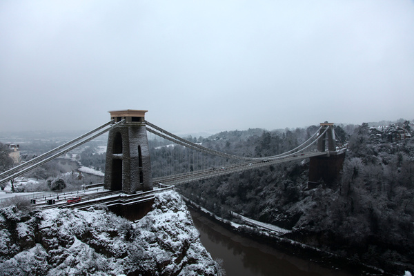 View of Suspenstion Bridge in winter snow _ B0179 - Bristol Landscape Photography