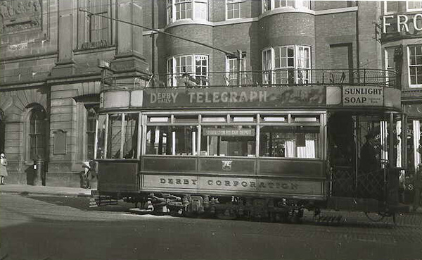 Derby Tram Market Place 10 - Old Photos of Derby