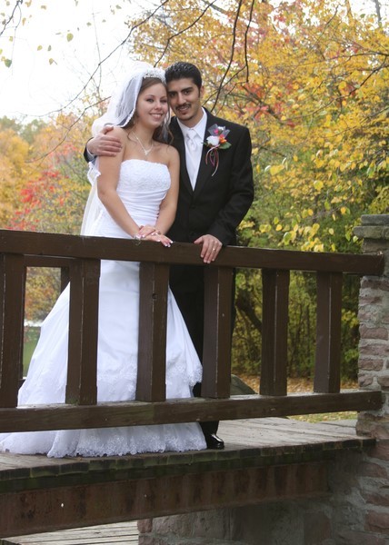 Jessie and Sam on the Bridge - Wedding of Sam and Jessica