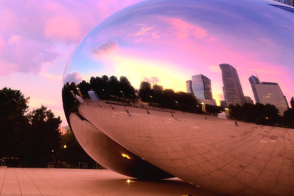 Cloud Gate at Sunrise - Architecture and Night Skyline