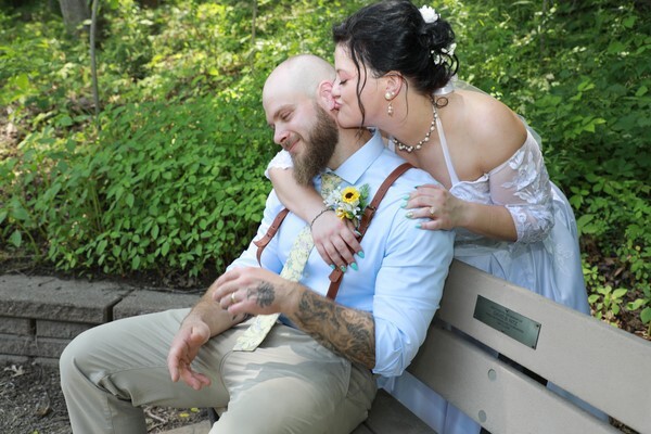 Kiss from behind - Oak Openings Wedding
