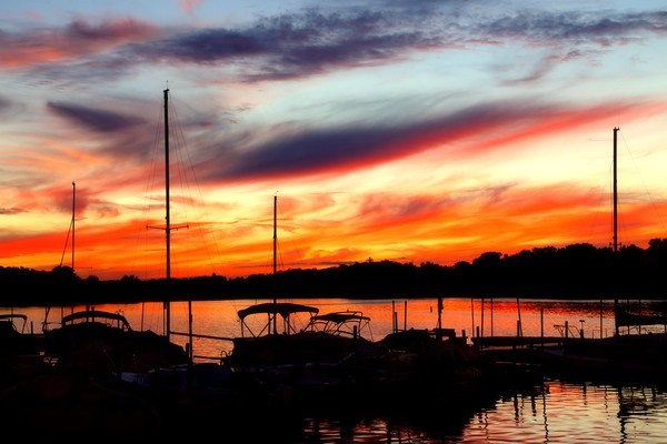 Fiery Sunset at Perrysburg Docks - Landscapes, Places, and Things in Nature