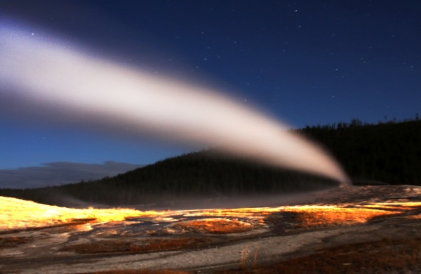 Old Faithful at Night - Yellowstone National Park