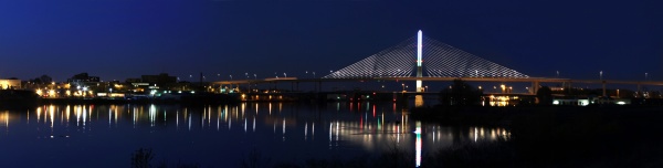 Toledo Skyway Bridge Pano - Architecture and Night Skyline