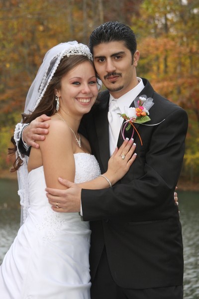 Bride and Groom at Pearson Park - Wedding of Sam and Jessica