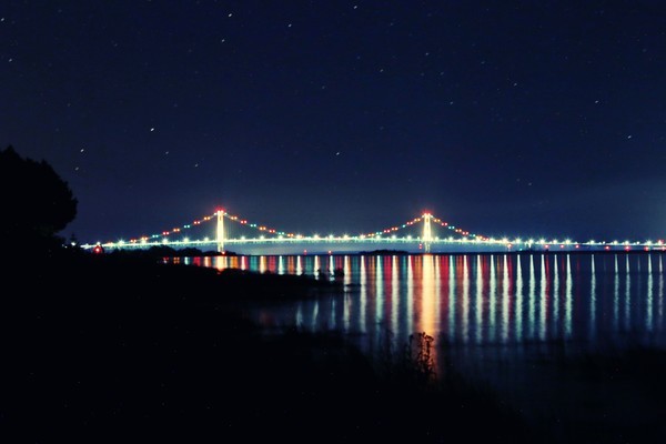 Mackinaw Bridge Dark Sky - Architecture and Night Skyline
