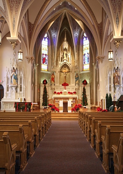 Inside Cathedral from Bottom - Architecture and Night Skyline