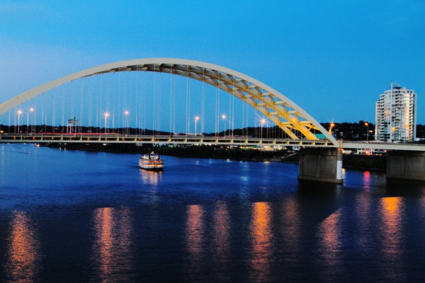 Cincy Bridge at Night - Architecture and Night Skyline