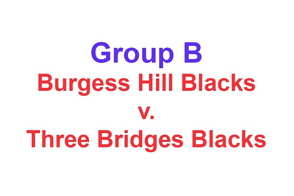  - Action: Group B: Burgess Hill Blacks, Cuckfield Cosmos, Maidenbower Colts, Three Bridges Blacks