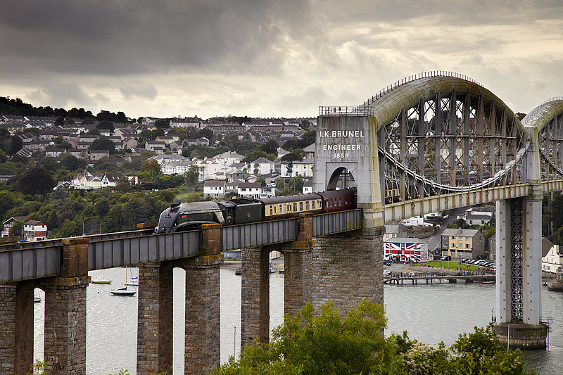 Steam Train on Brunel Bridge - Cornwall - Towns and Countryside