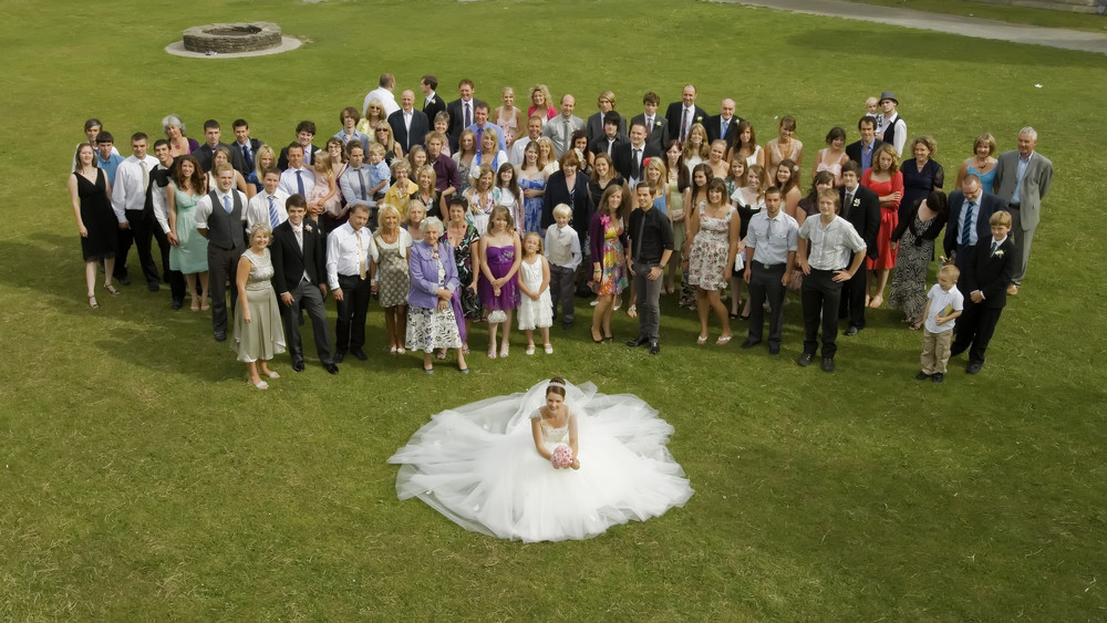 Group Shot at Caerphilly Castle - Wedding Photography at Caerphilly Castle