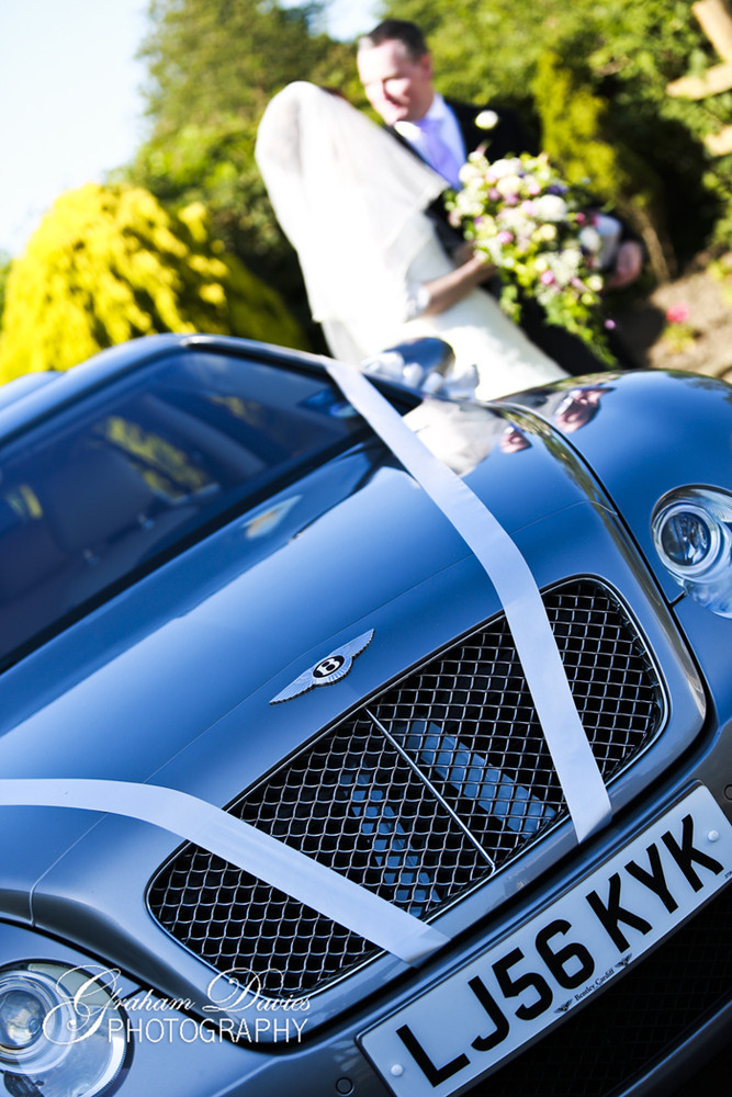 Bride & Groom and Wedding Car at St. Hilary - Wedding Photography at St. Hilary