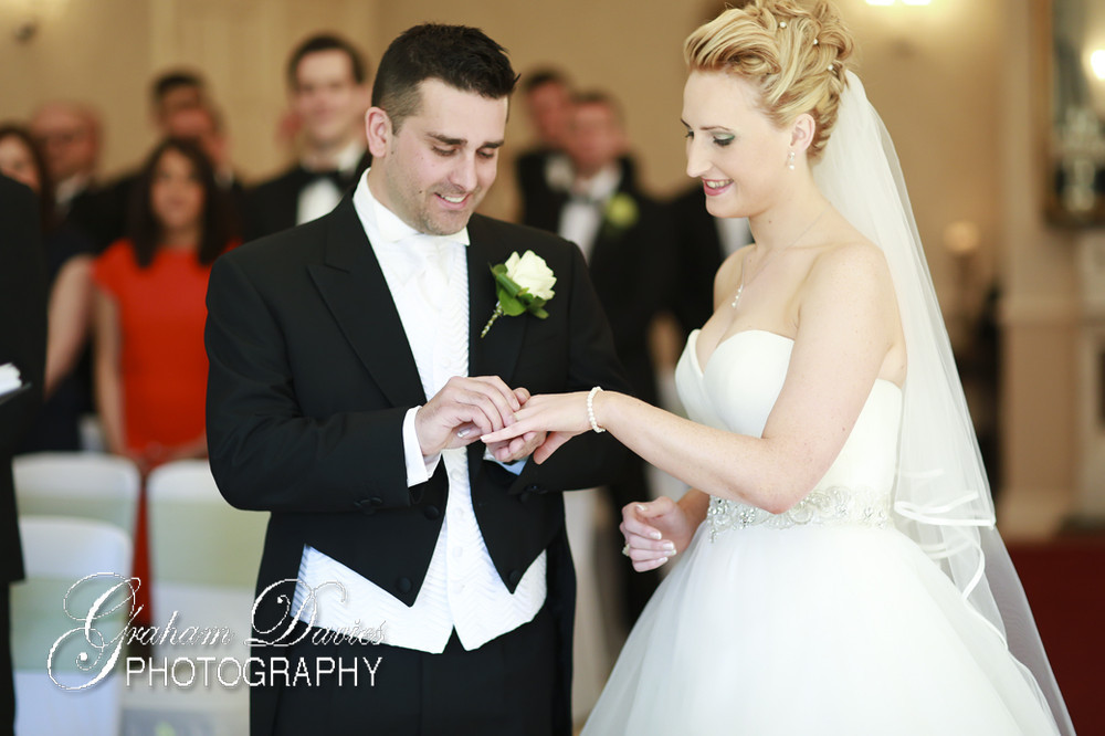 Bride & Groom at Wedding Ceremony in De Courceys, Cardiff - Wedding Photography at De Courceys, Cardiff