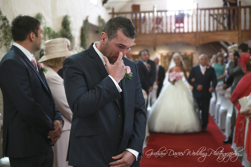 Miskin Manor Groom holding back a tear - Wedding Photography at Miskin Manor