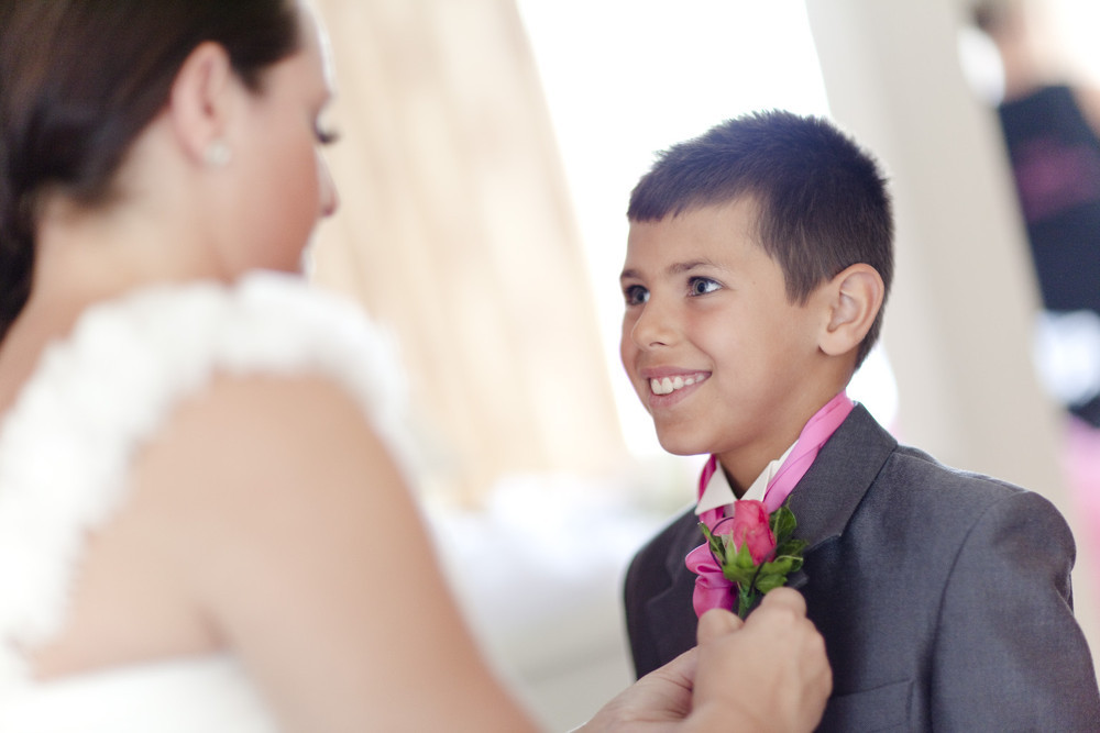 Bride and her son at Bryn Meadows - Wedding Photography at Bryn Meadows Golf & Country Club