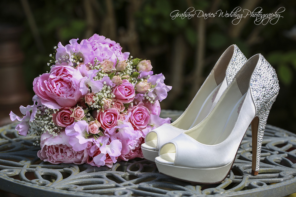 Miskin Manor Flowers & Shoes shot - Wedding Photography at Miskin Manor